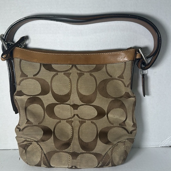 Coach Hobo Handbag Tote Signature Canvas Brown/Tan A0949-F13358 Preowned - Picture 6 of 6